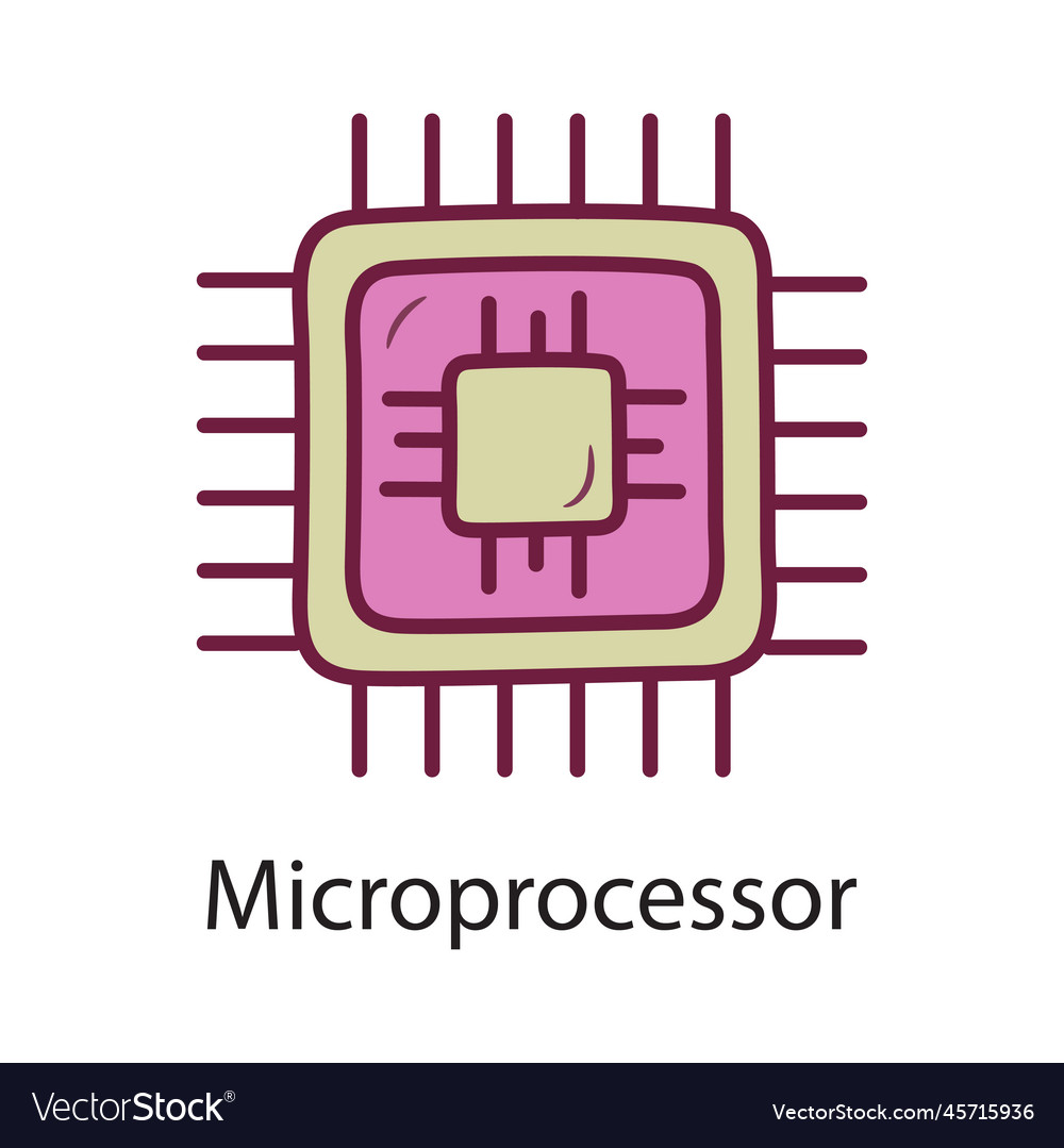 Microprocessor fill outline icon design