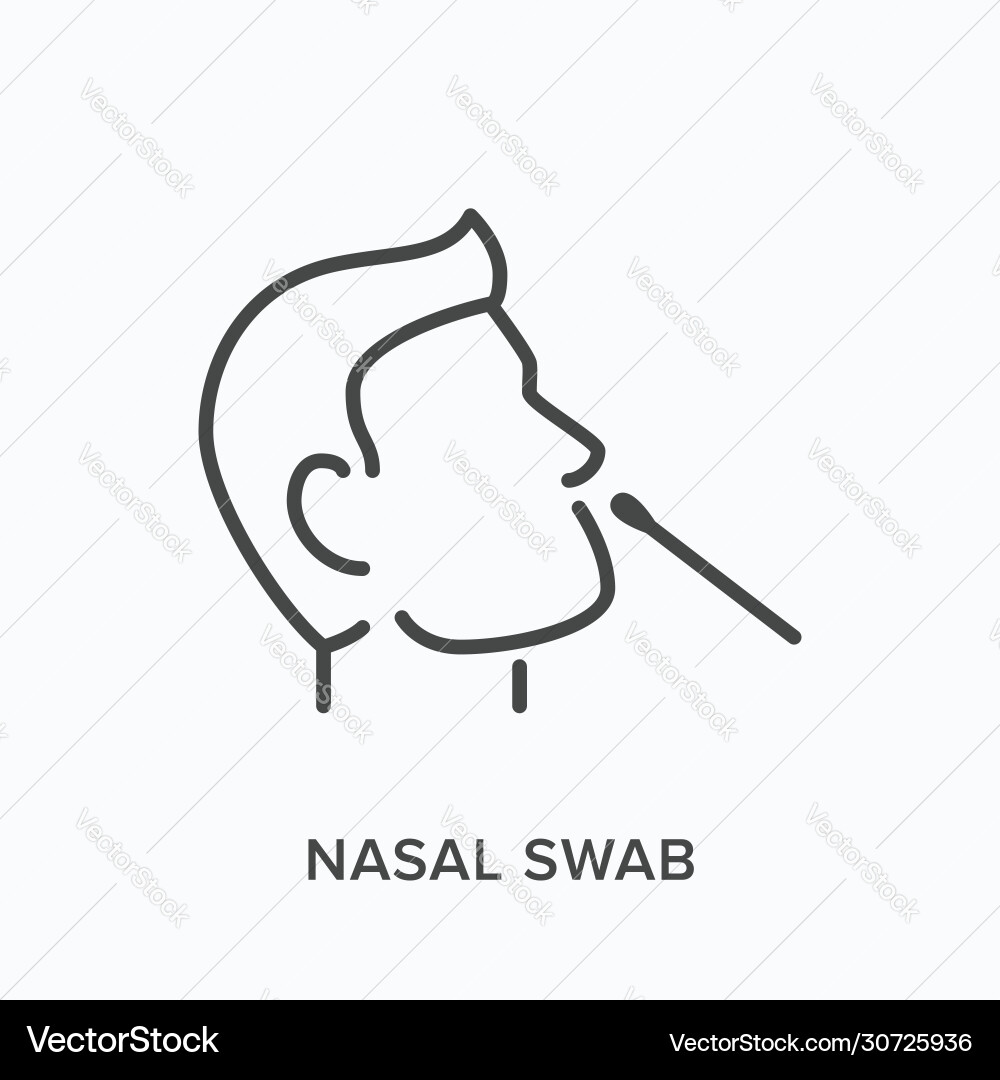 Nasal swab line icon outline Royalty Free Vector Image