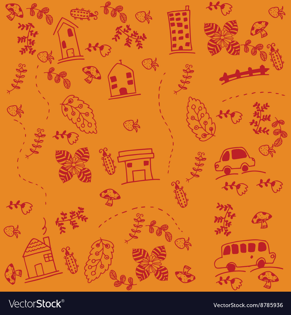 Orange backgrounds car doodle art