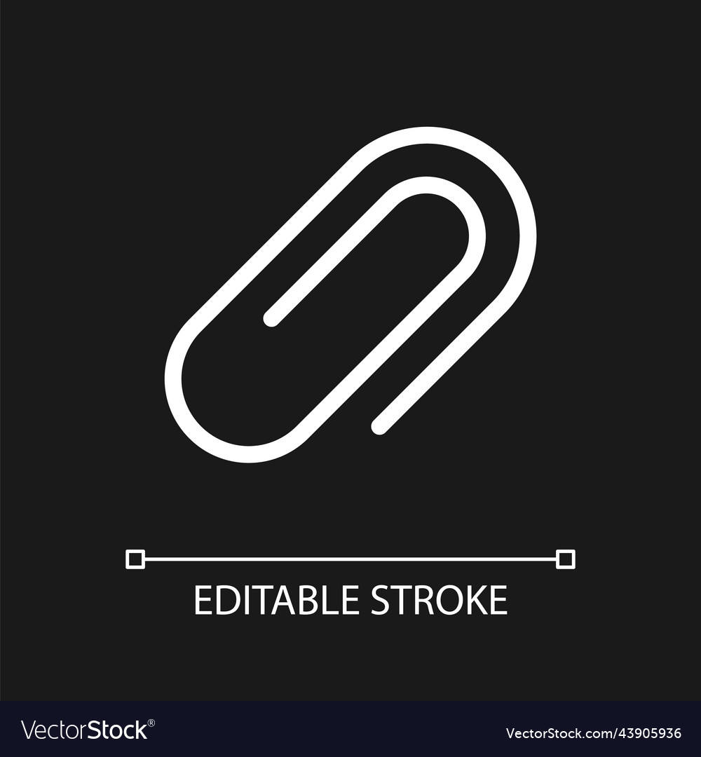 Paperclip pixel perfect white linear ui icon vector image Paperclip pixel perfect white linear ui icon