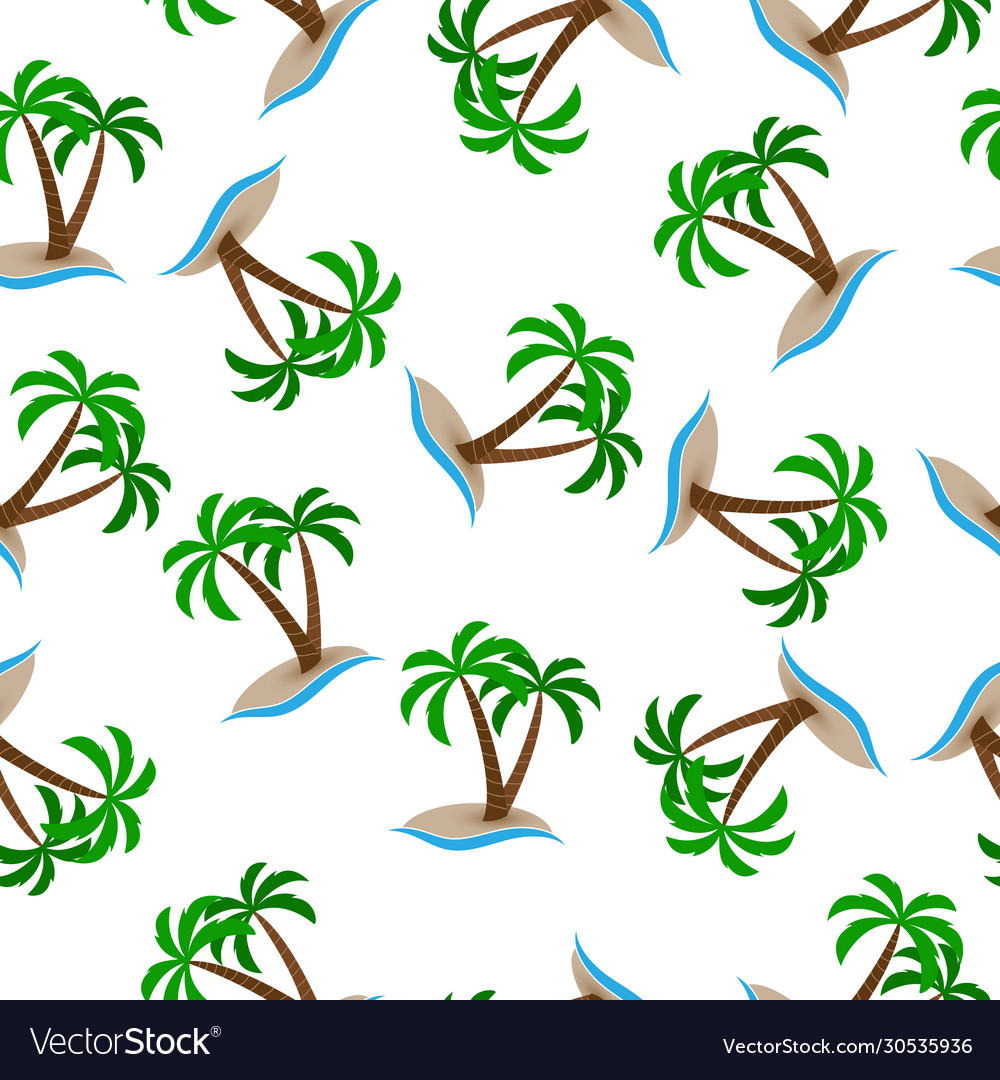 Seamless pattern island with palm trees in sea vector image Seamless pattern island with palm trees in sea