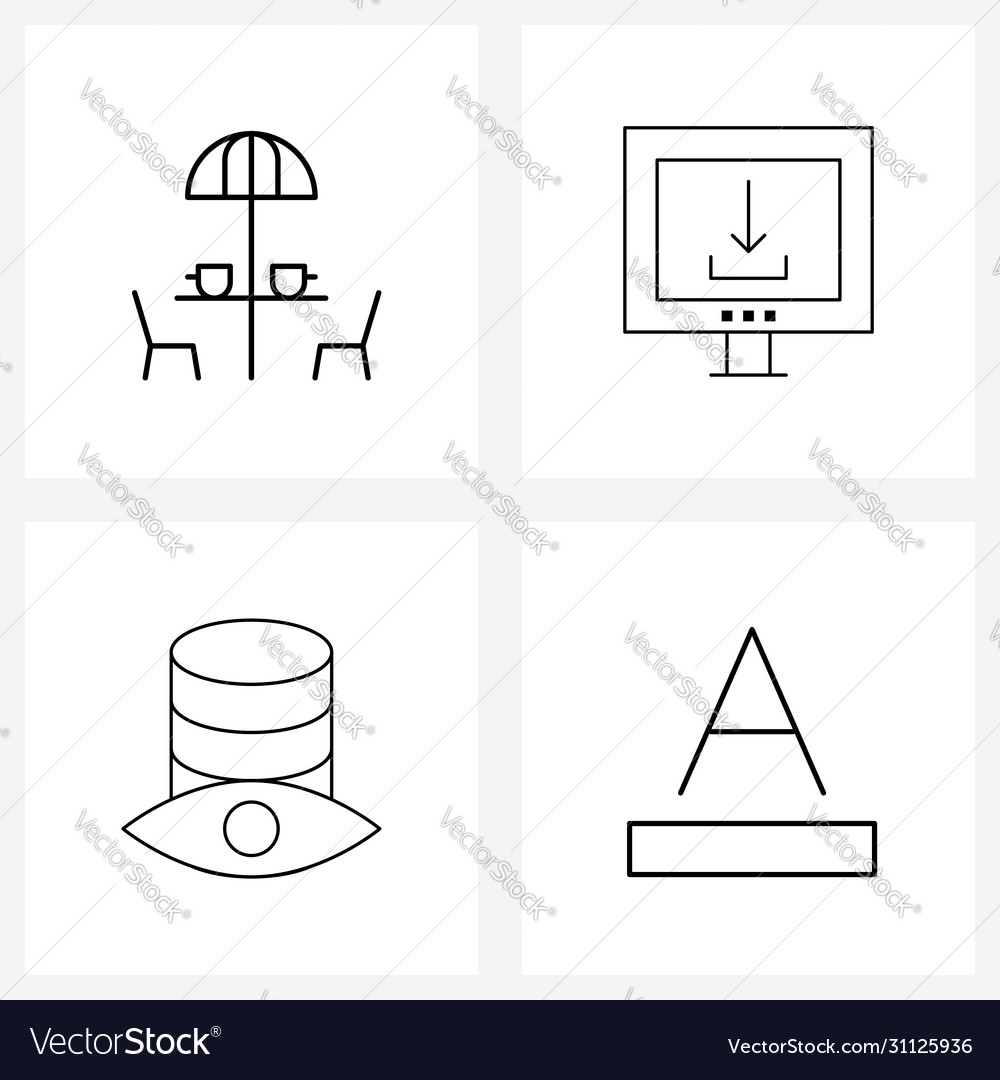 Set 4 simple line icons for web and print