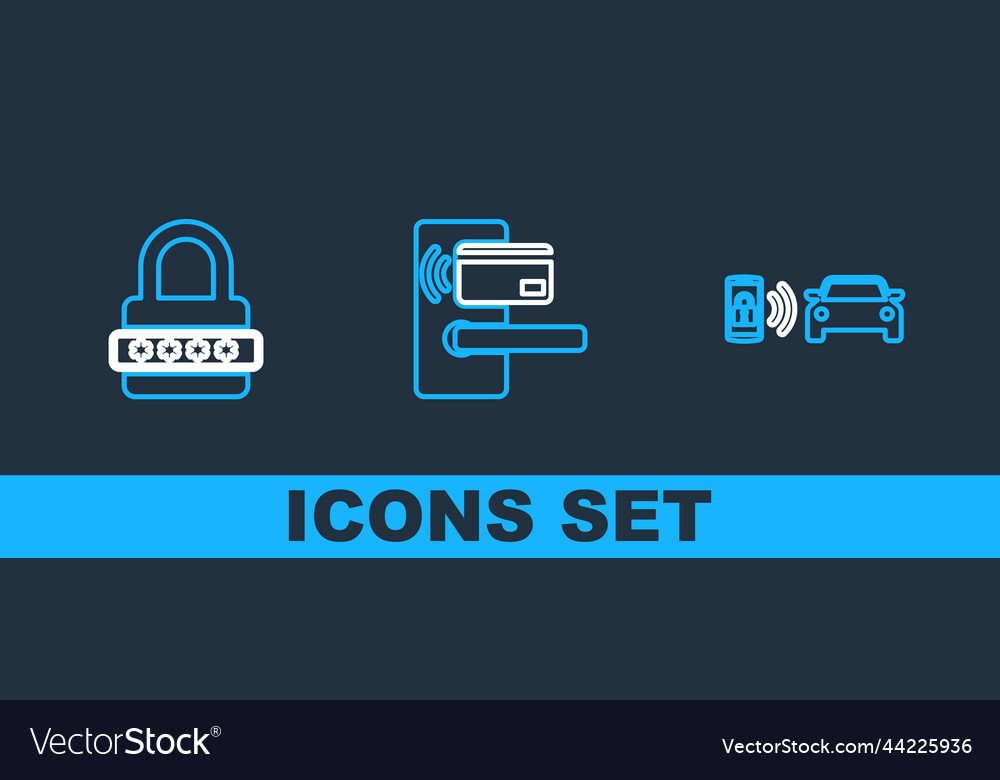 Set line smart car alarm system password Vector Image Set line smart car alarm system password