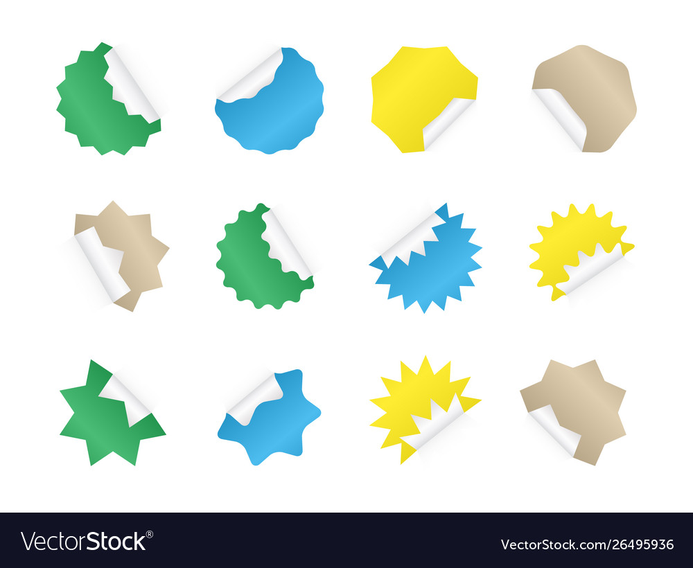 Starburst sticker set blank colorful sunburst