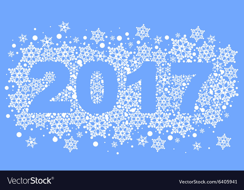 2017 background of snowflakes number text