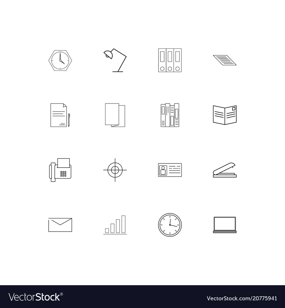 Business and office linear thin icons set