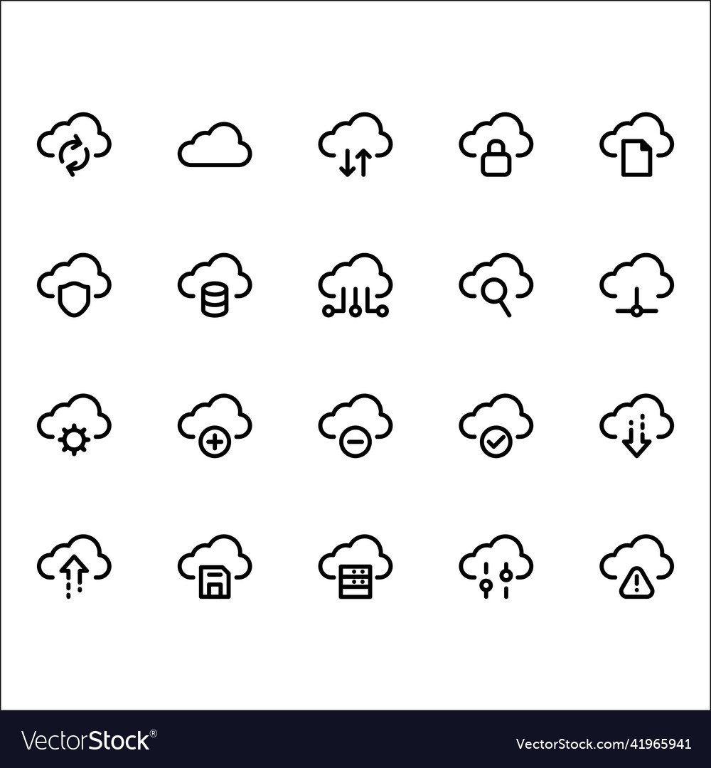 Collection of cloud computing icons best used vector image Collection of cloud computing icons best used