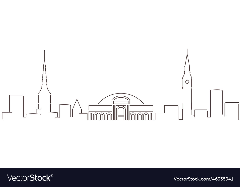 Copenhagen dark line simple minimalist skyline Vector Image