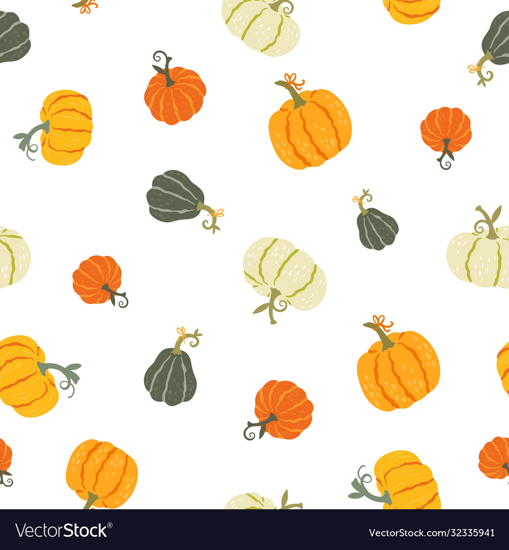 Cute hand drawn pumpkin seamless pattern Vector Image