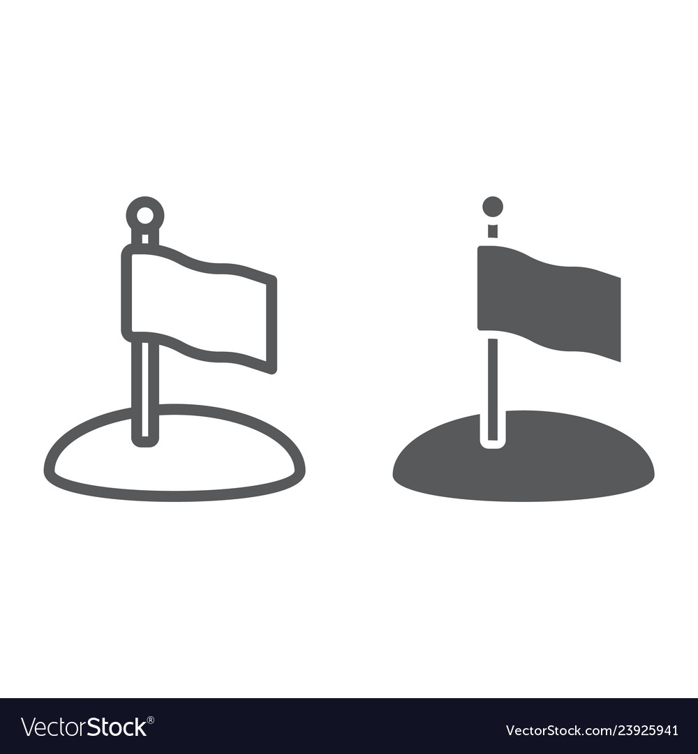 Flag line and glyph icon game pointer vector image Flag line and glyph icon game pointer