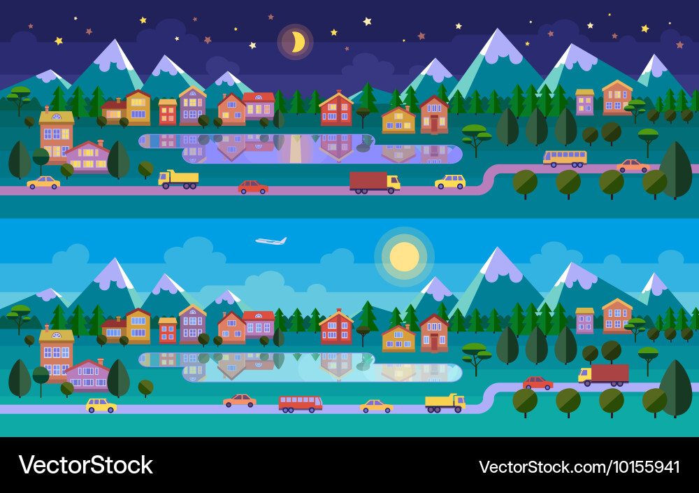 Flat landscape Royalty Free Vector Image - VectorStock