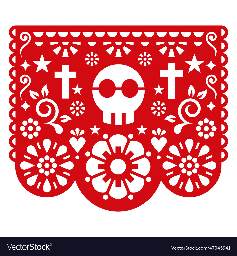 Halloween papel picado design with skull Vector Image