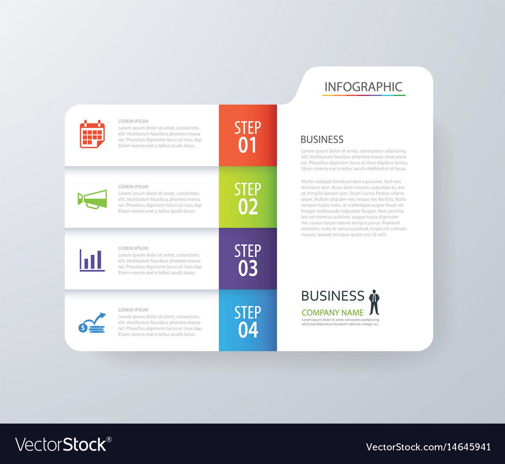 Infographic vertical 4 tab index design Royalty Free Vector