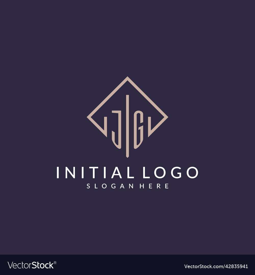 Jg initial monogram logo with rectangle style Vector Image Jg initial monogram logo with rectangle style