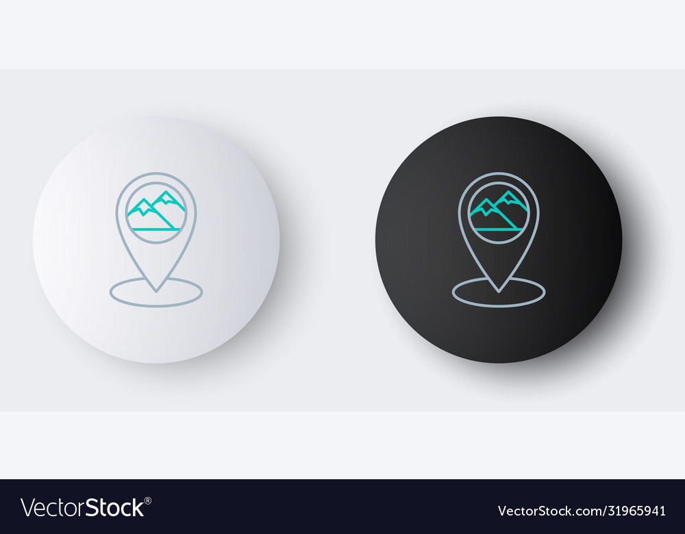 Line map pointer with mountain icon isolated vector image Line map pointer with mountain icon isolated