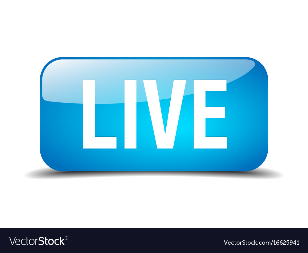 Live blue square 3d realistic isolated web button