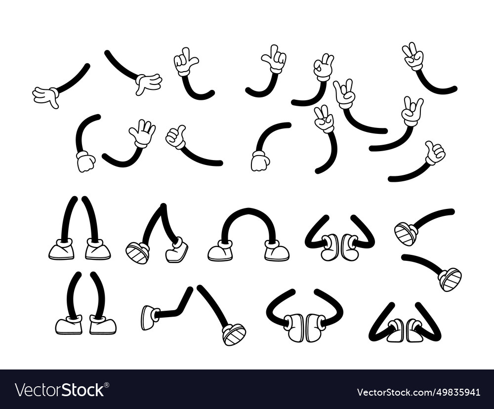 Lively retro cartoon limbs in retro style Vector Image