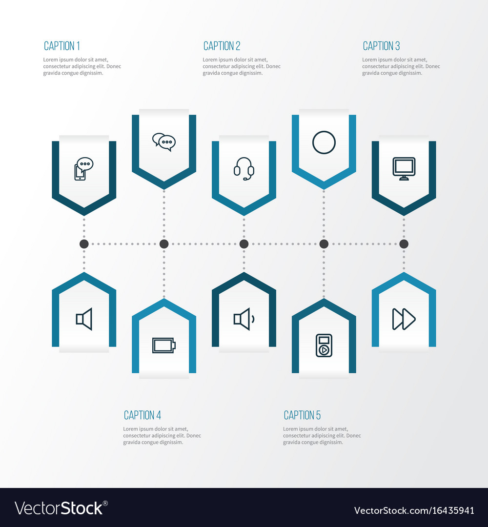 Multimedia outline icons set collection of screen