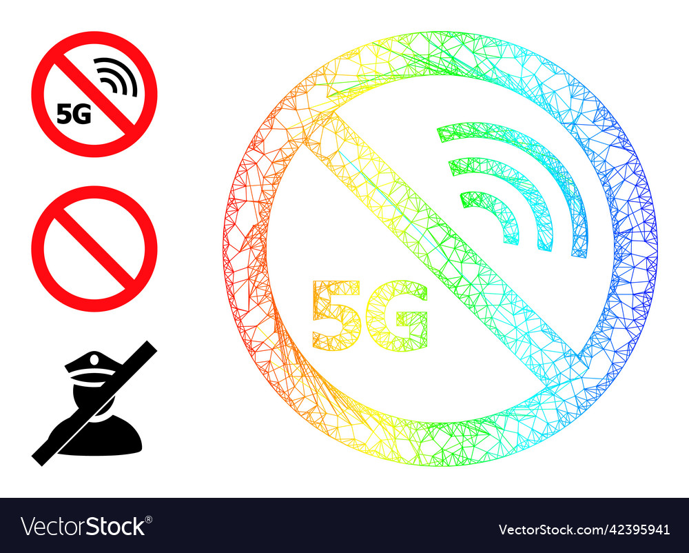 Rainbow gradient net mesh stop 5g icon vector image Rainbow gradient net mesh stop 5g icon