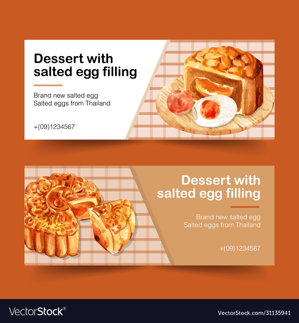 Salted egg banner design with moon cake boiled Vector Image