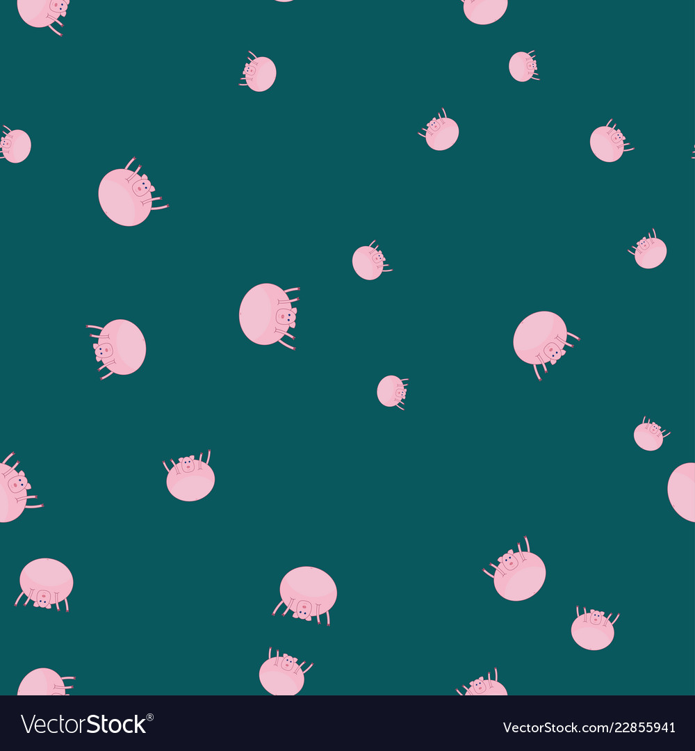 Seamless pattern with pigs in funny poses color