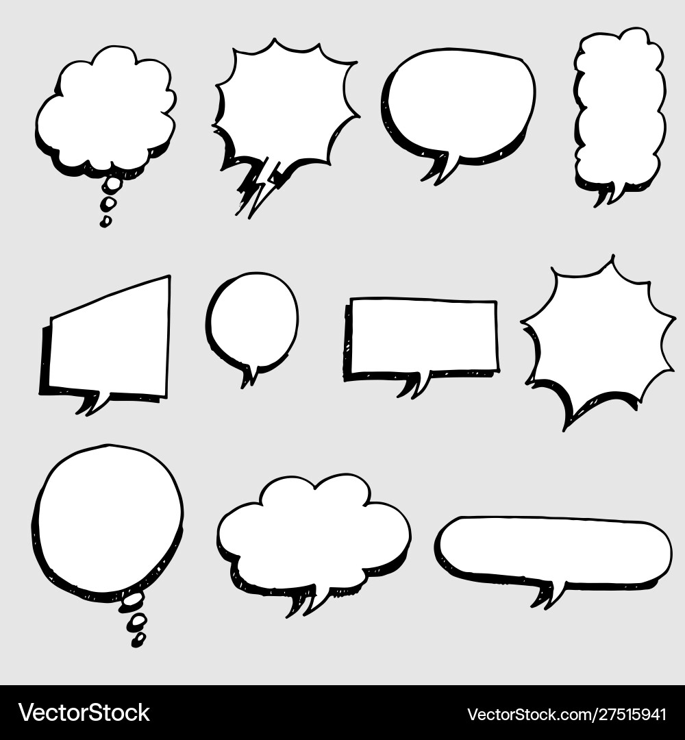 Set hand drawn comic bubble speech Royalty Free Vector Image