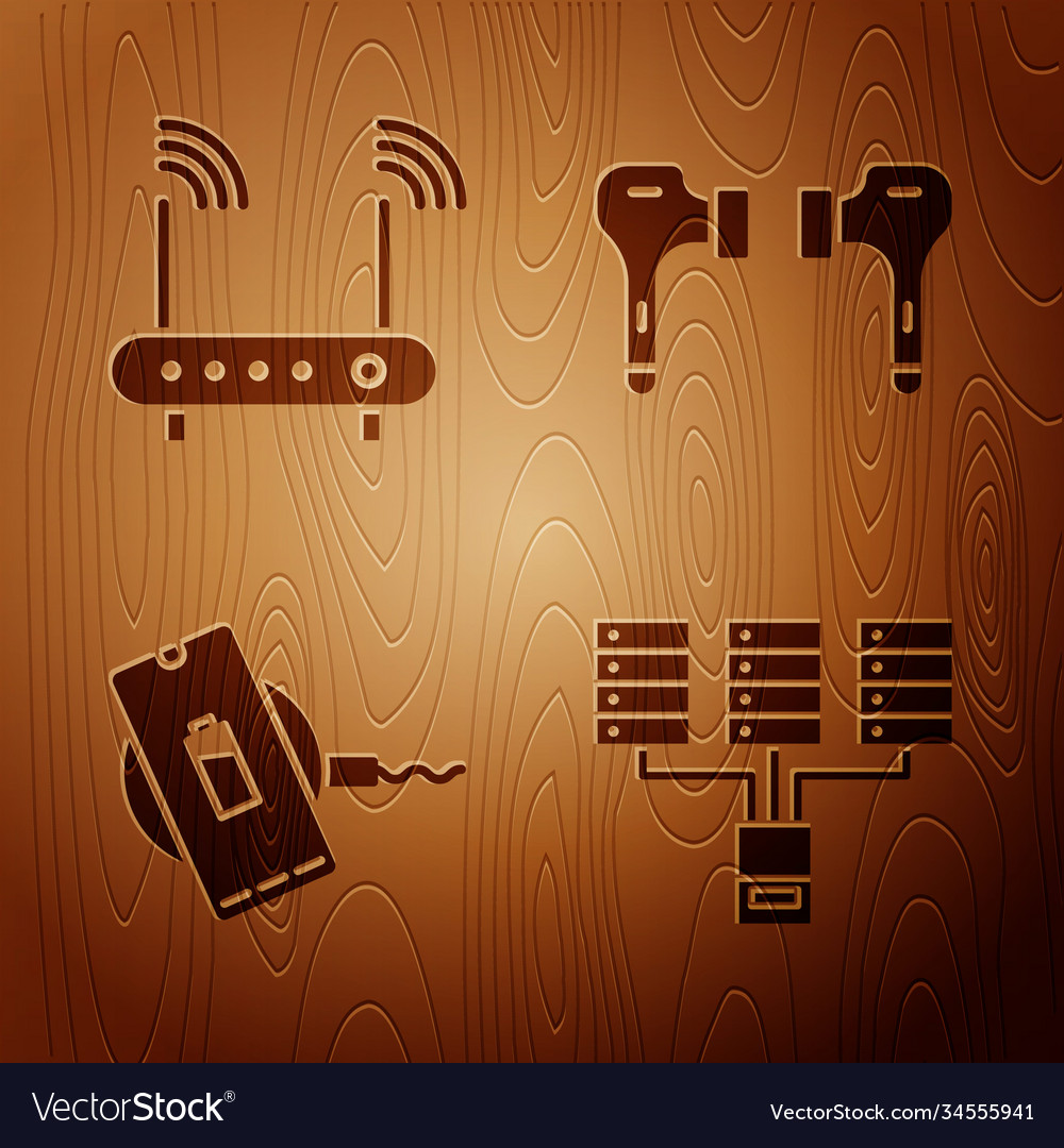 Set server data web hosting router and wi-fi vector image Set server data web hosting router and wi-fi