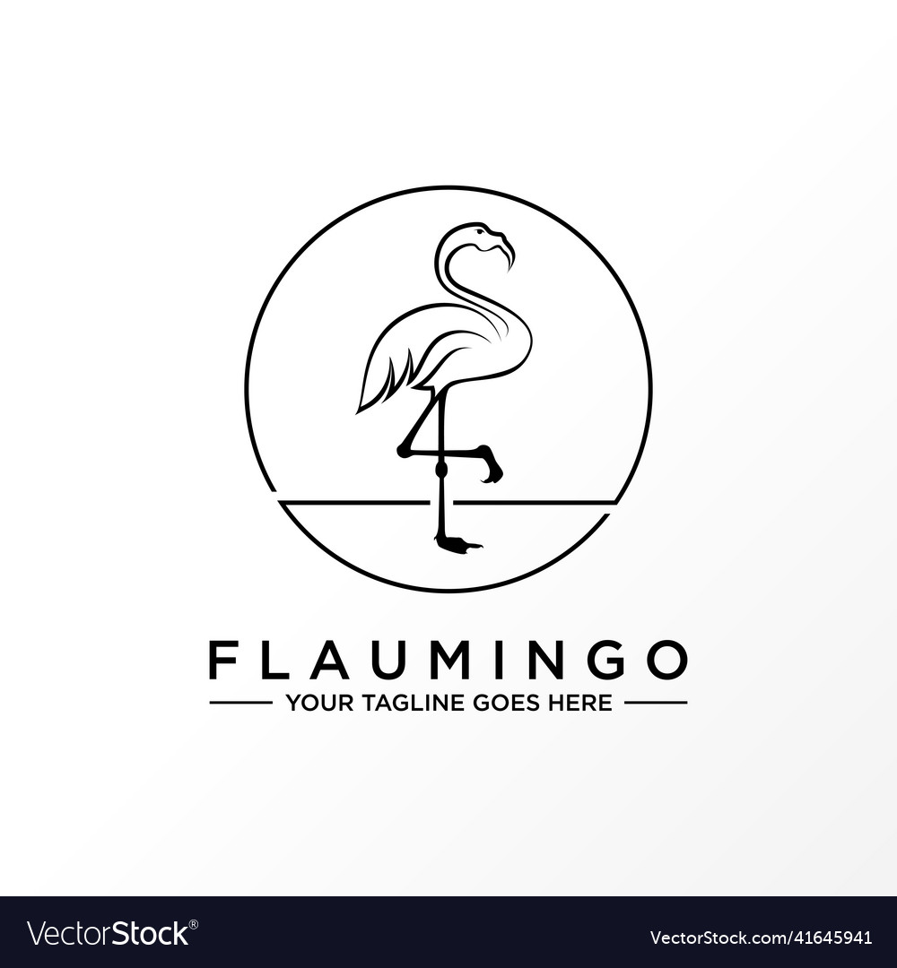 Simple and unique flamingo in line circle classic vector image Simple and unique flamingo in line circle classic
