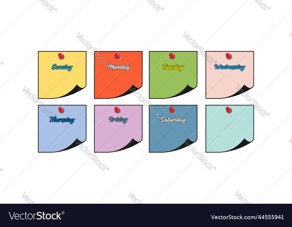 Simple paper pins day note for to do list Vector Image Simple paper pins day note for to do list