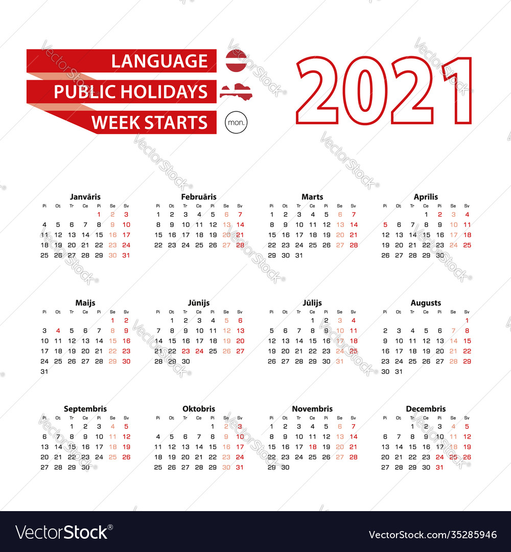 Kalender 2021 in latvian Sprache mit der Öffentlichkeit