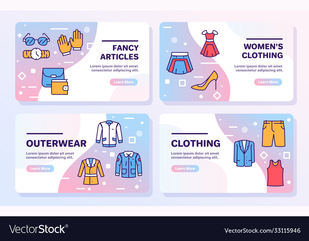 Color linear icon set clothing wardrobe Royalty Free Vector