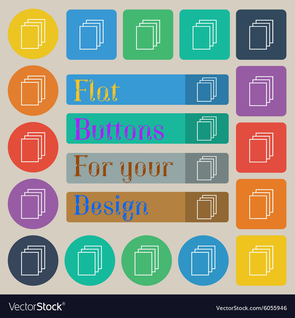 Copy file sign icon duplicate document symbol set