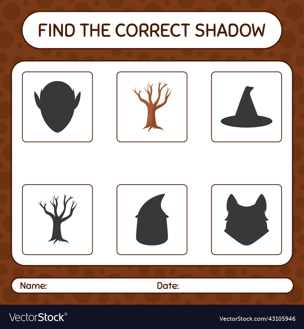 Find the correct shadows game with tree worksheet