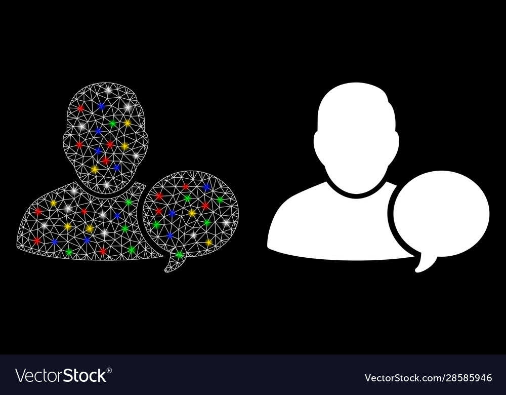 Flare mesh wire frame user hint balloon icon vector image Flare mesh wire frame user hint balloon icon