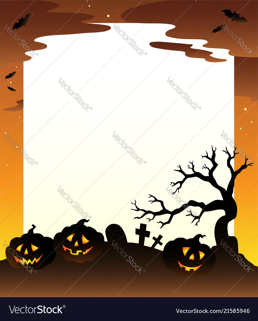 Frame with halloween scenery 1