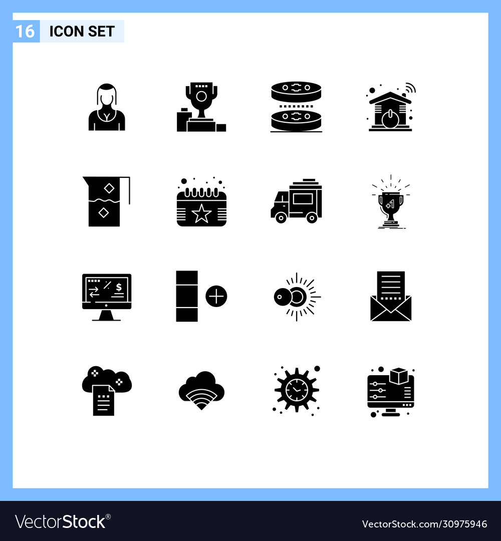 Group 16 modern solid glyphs set for wifi home