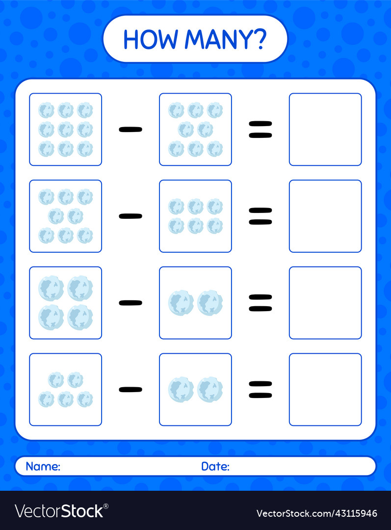 How many counting game with full moon worksheet vector image How many counting game with full moon worksheet