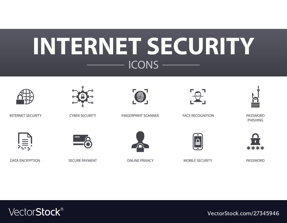 Internet security simple concept icons set