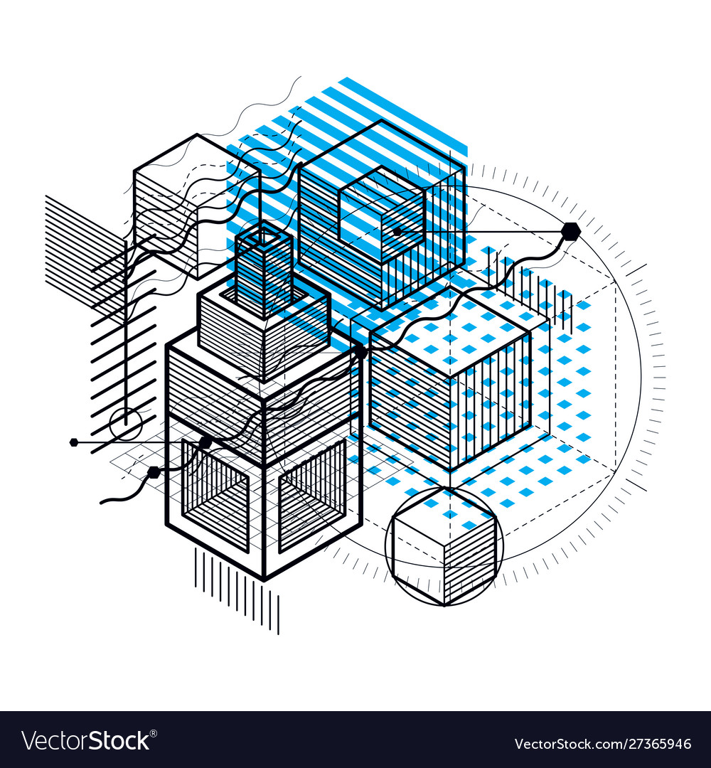 Isometric linear abstract background lined vector image Isometric linear abstract background lined