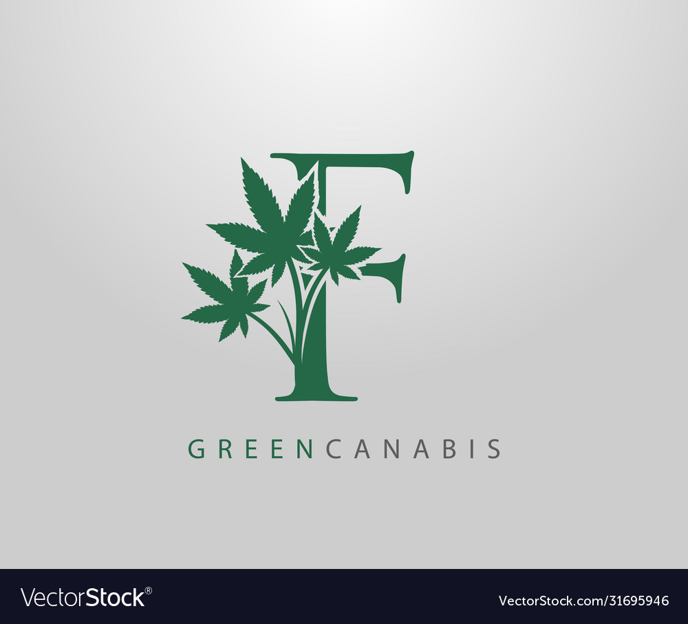 Letter f green cannabis logo initial