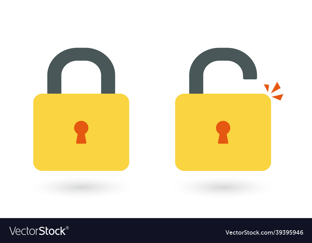 Lock open and closed icons isolated vector image Lock open and closed icons isolated