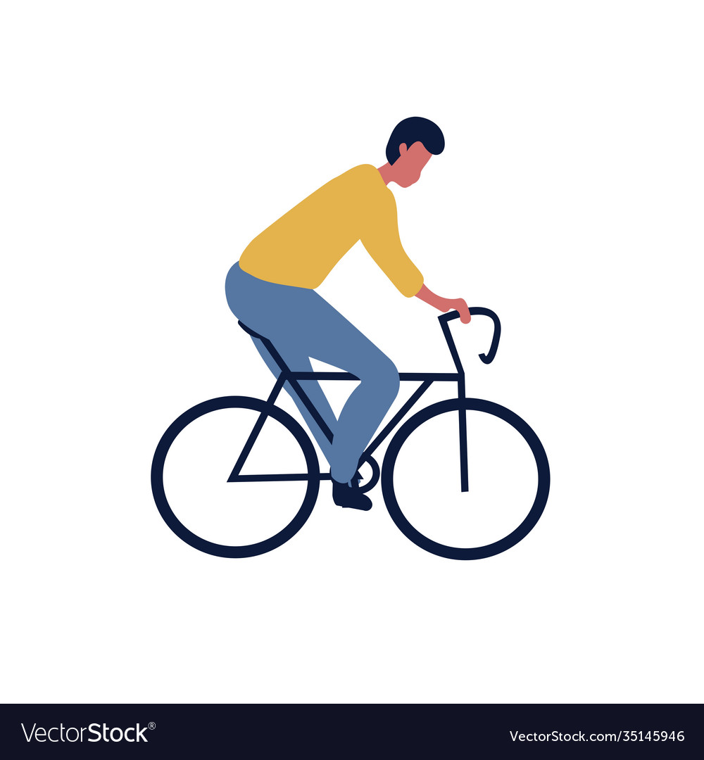 Man driver sitting on bicycle flat cartoon Vector Image