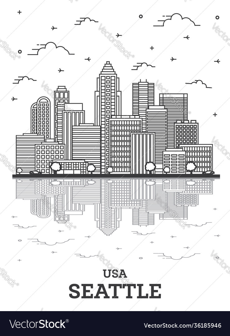 Outline seattle washington usa city skyline with Vector Image