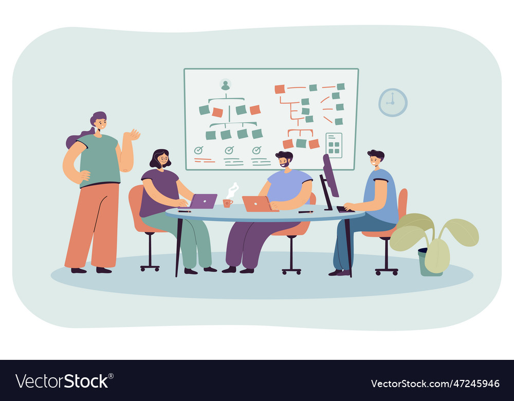 Team of programmers working on software