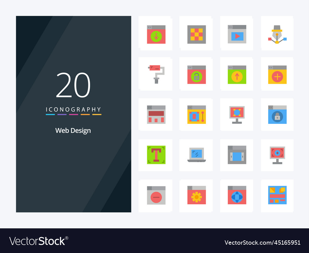 20 web design flat color icon for presentation