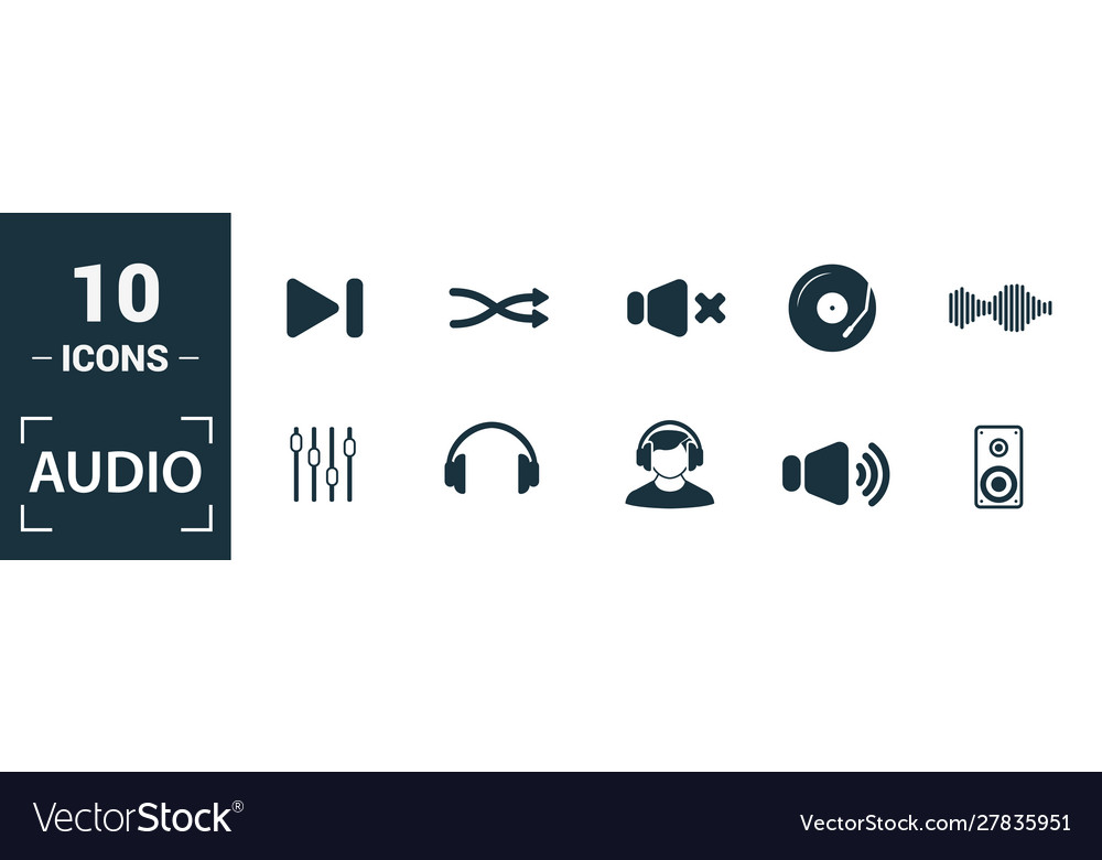 Audio buttons icon set include creative elements vector image Audio buttons icon set include creative elements