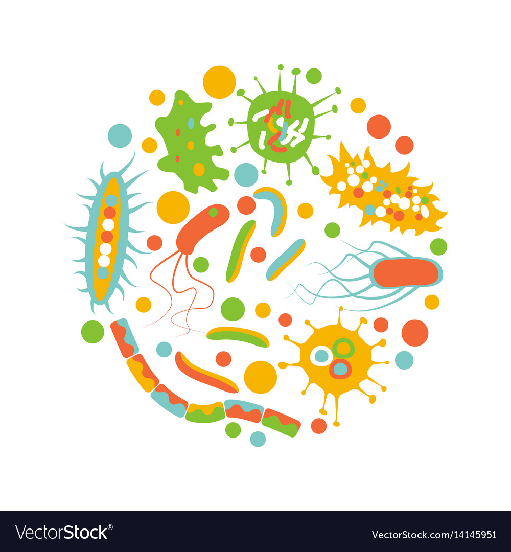 Bacterial microorganism in a circle Royalty Free Vector