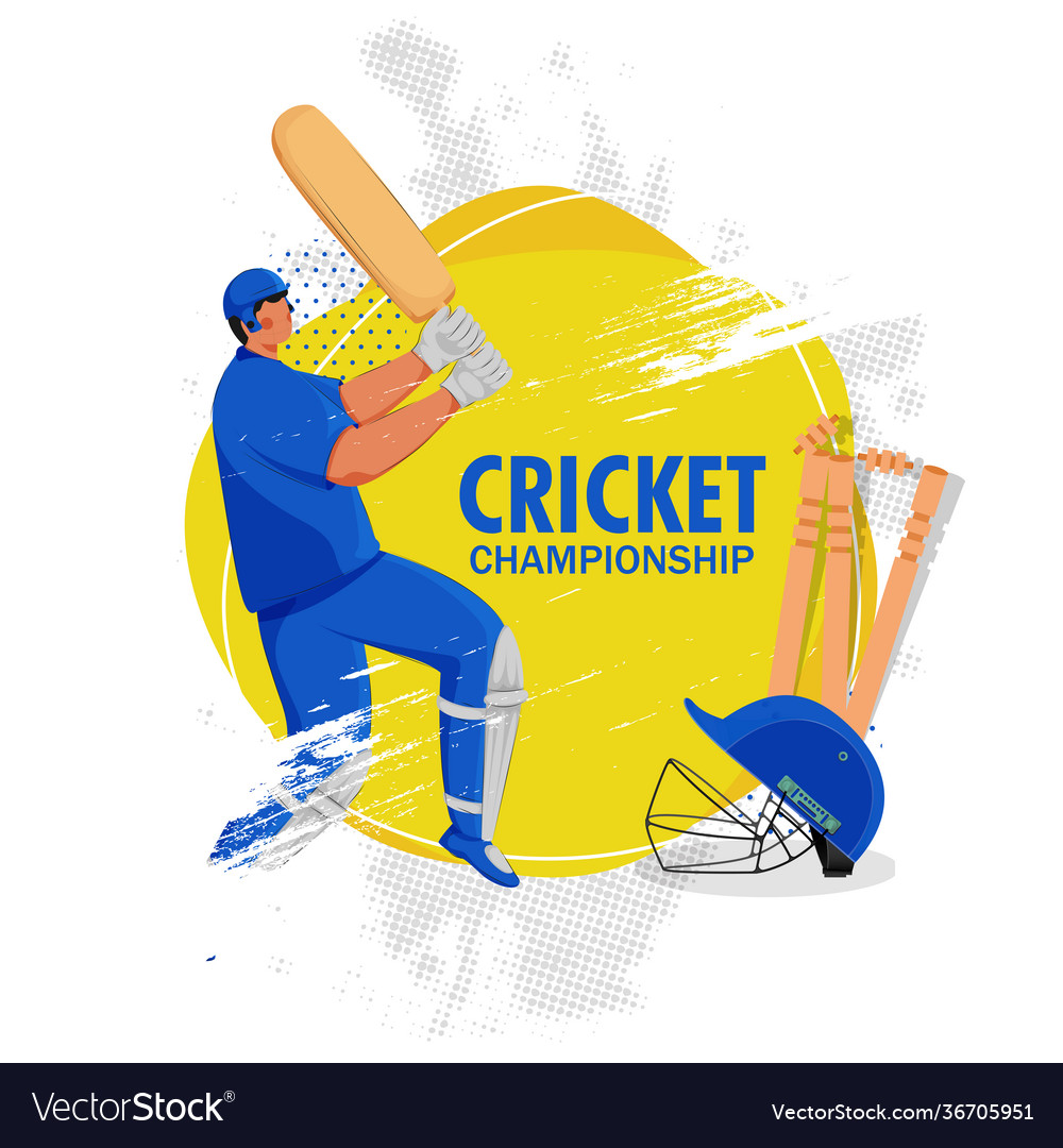 Cartoon batsman character in playing pose vector image Cartoon batsman character in playing pose
