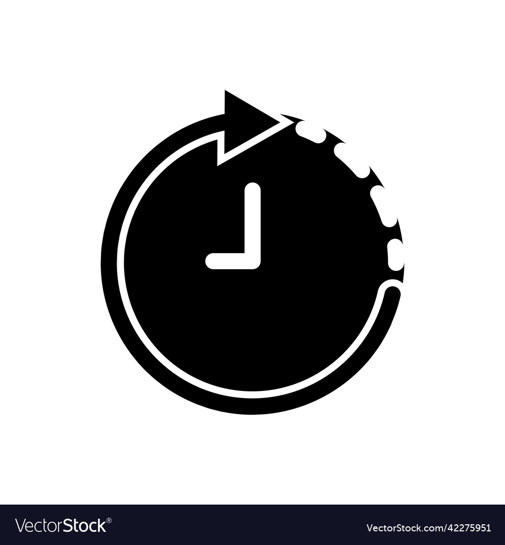 Clock icon with arrow full time symbol solid Vector Image Clock icon with arrow full time symbol solid