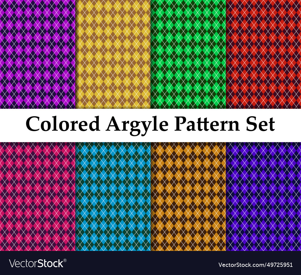 Colored seamless simple dark argyle pattern set
